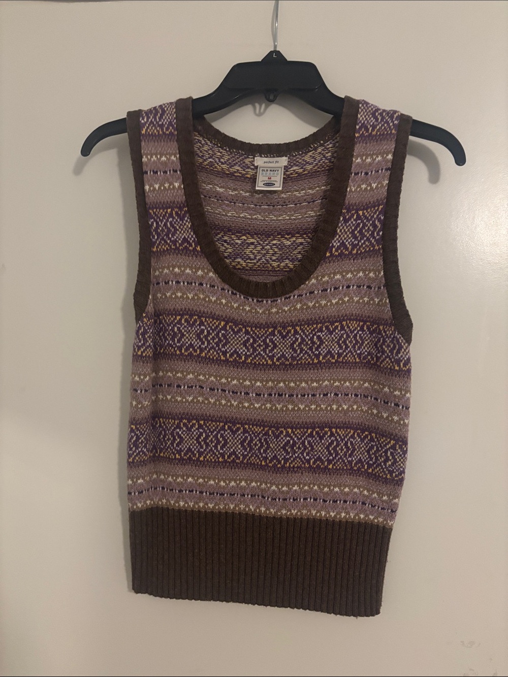 Old Navy Brown & Purple Fair Isle Knit Vest